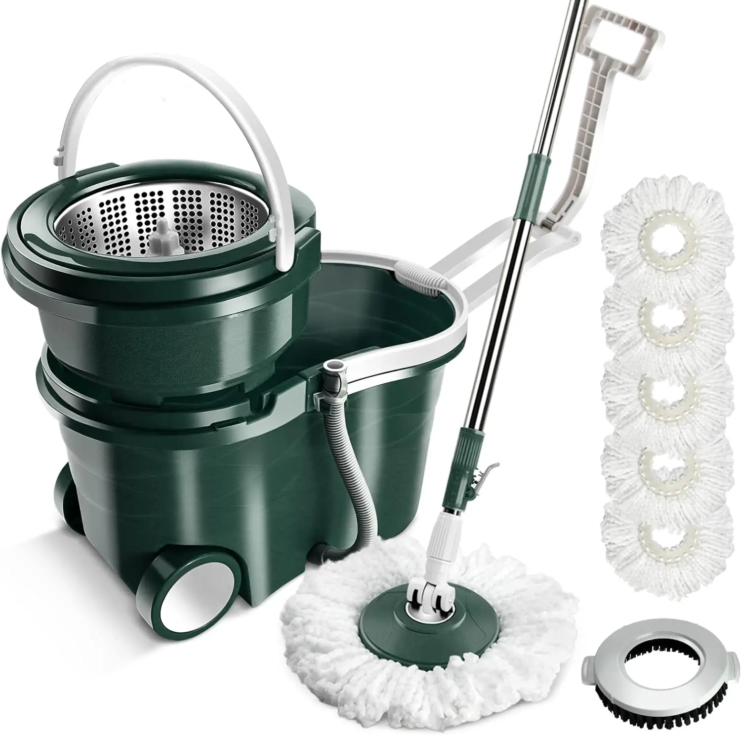 Spin Mop and Bucket, Floor Mop and Bucket with Wringer Set for Home,47Inch Stainless Steel Adjustable Handle, Wet and Dry Use
Spin Mop and Bucket, Floor Mop and Bucket with Wringer Set for Home,47Inch Stainless Steel Adjustable Handle, Wet and Dry Use