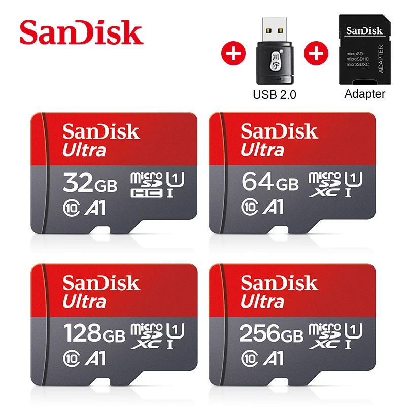 

Original SanDisk Ultra UHS-1 A1 Memory Card 32GB 64GB 128GB 256GB 512GB 100MB/s Microsd card Class10 flash card SD/TF microSDXC