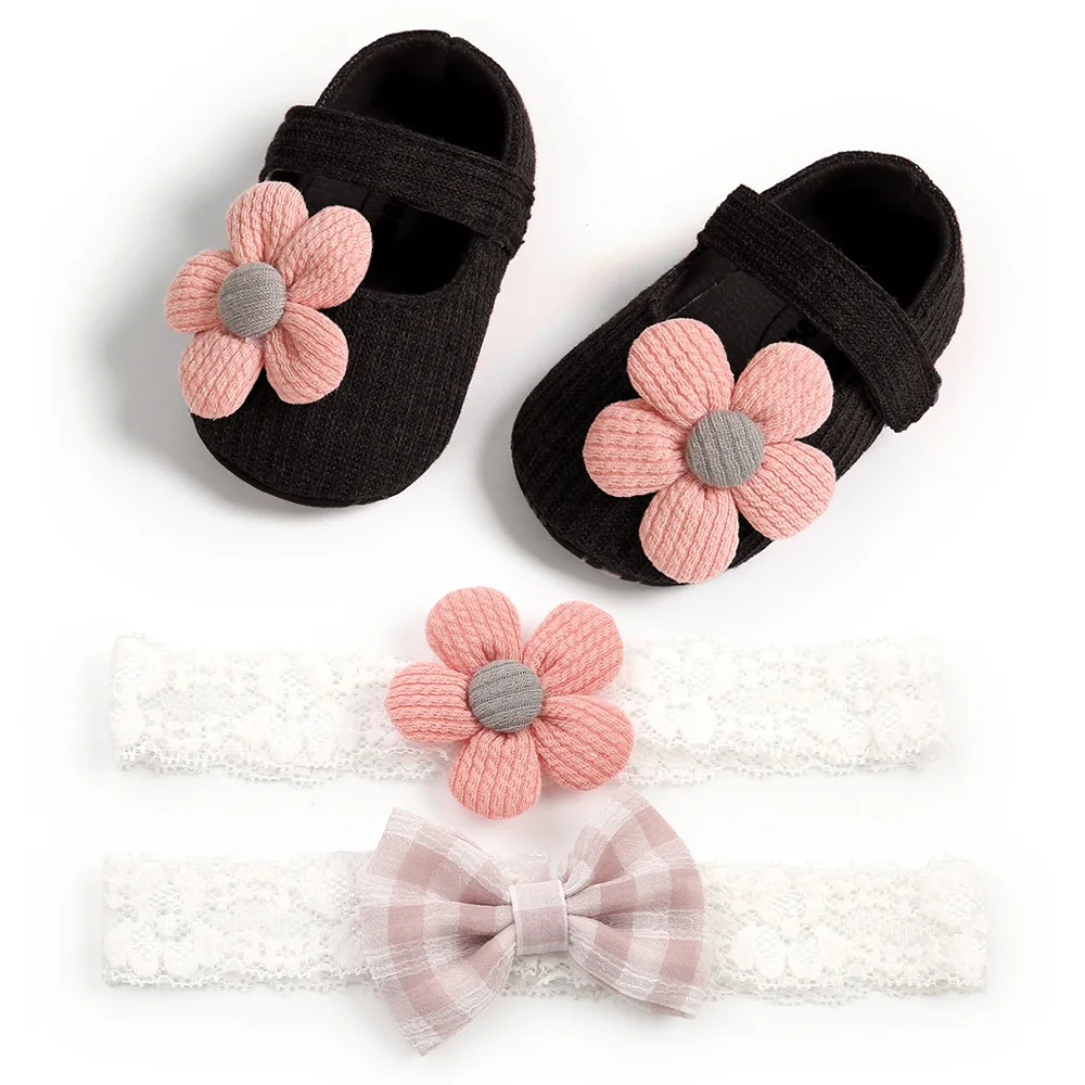 

First Walkers Baby Girl Shoes Soft Sole Cotton Princess 3D Flowers Prewalker Shoes Anti Slip Casual Shoes For Infant 0-1year