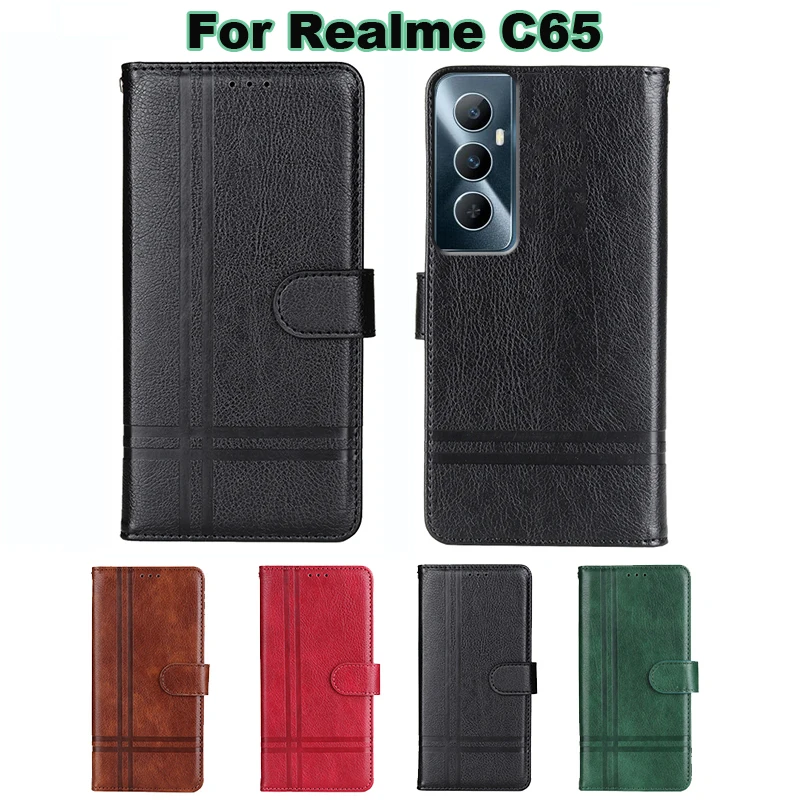 

on чехол Realme C65 Case Wallet Flip Capa Leather Cover For Funda Realme C65 C 65 RMX3910 Coque para Realmi C65 Phone Shell Etui