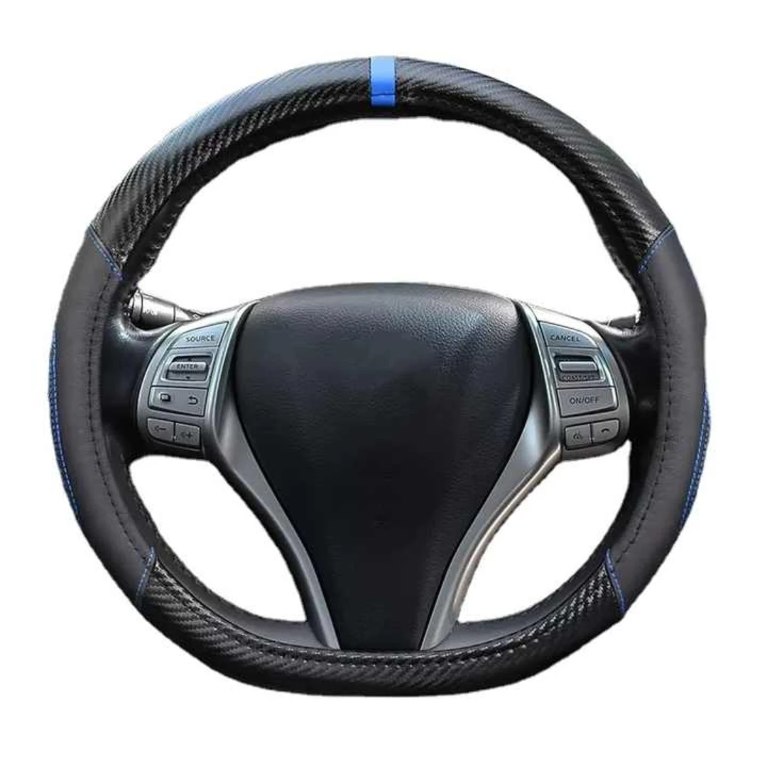 Leather carbon fiber fashion simple feel soft comfortable car steering wheel cover
Leather carbon fiber fashion simple feel soft comfortable car steering wheel cover