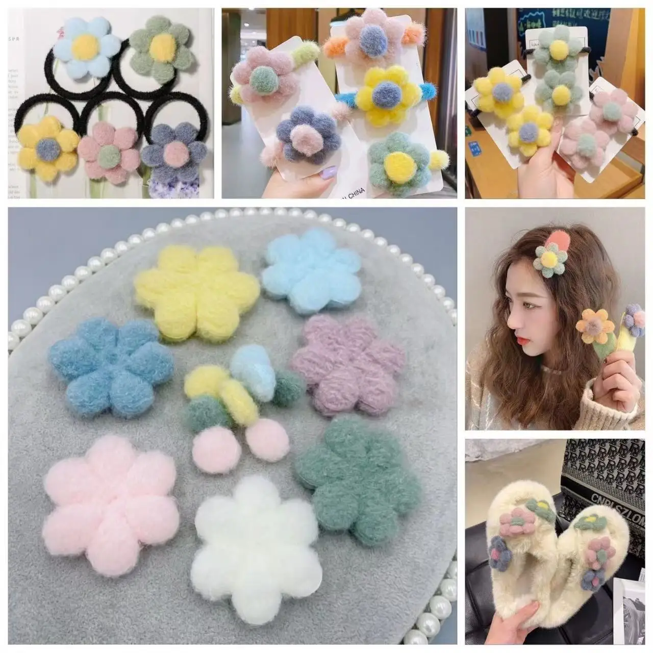 

5.5CM Flower Sew On Patches Crochet Floral Petals Appliques Embellishments for DIY Hair Clothes Wedding Party Decor Craft, 10pcs