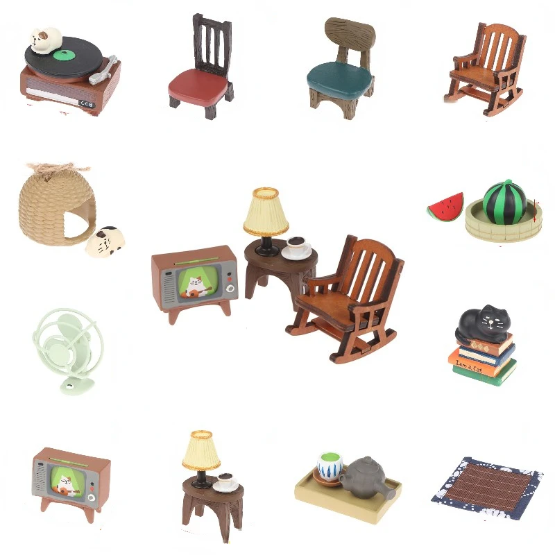 

1:12 миниатюрная настольная лампа из смолы для кукольного домика, кресло-качалка для телевизора, табурет, чайный набор, мебель для кухни в японском стиле, товары и рукоделие, декоративная игрушка