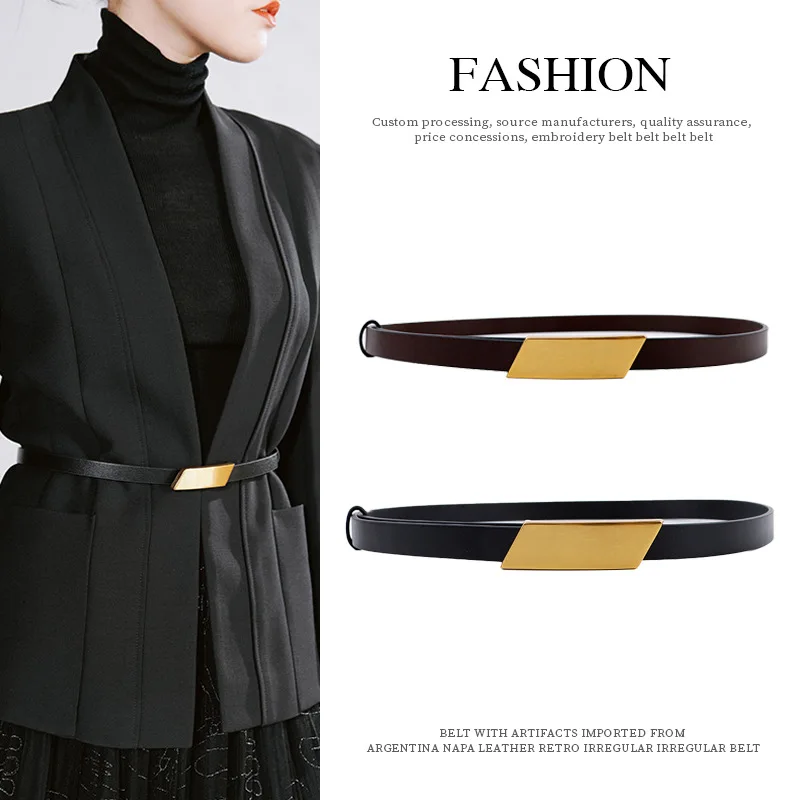 

Adjustable Elastic Ladies Dress Waist Belt Slim Leather Women Belt Gold Buckle Black White Blue Skinny Female Belt pasek damski