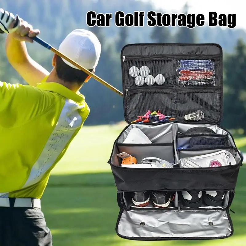 

Golf Trunk Organizer Removable Divider Storage Box Non Slip Organizer with Padded Handles large capacity clothing bag