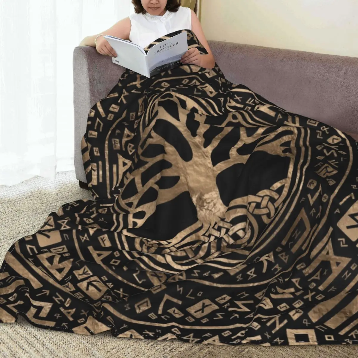 

Yggdrasil Plant Of Life Flannel Blanket Magic Warm Soft Bedding Throws for Couch Chair Travel Printed Bedspread Sofa Bed Cover