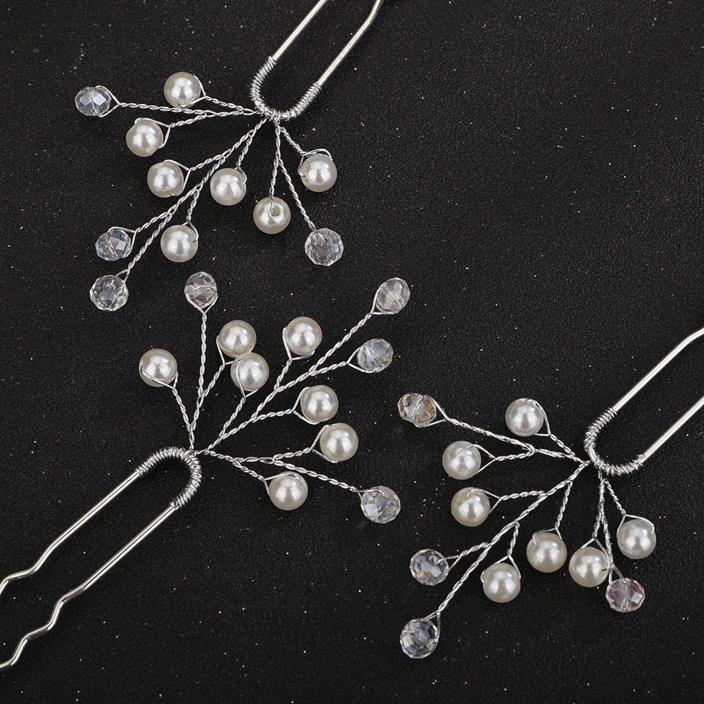 3PCS Silver Color Pearl Headpiece for Women Party Bridal Hair Pin Trendy Crystal Wedding Head Jewelry Accessories Gold Headdress 13 Sa91cc603540047879f2d696038b4027en