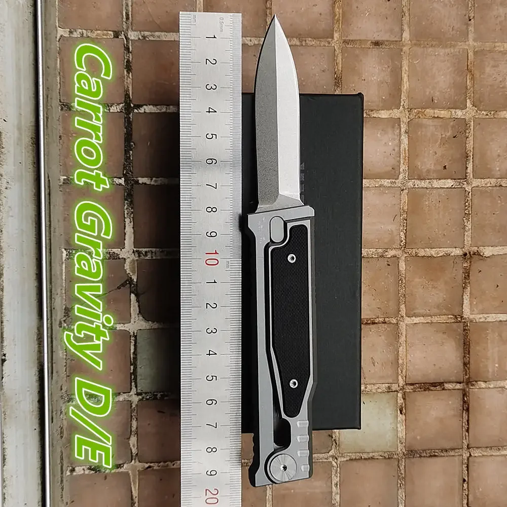 

New Carrot D/E Blade Gravity Knife D2 Aluminium + G10 Handle Tactical Fish Pocket Camping Hunt Outdoor EDC Utility Folding Tool