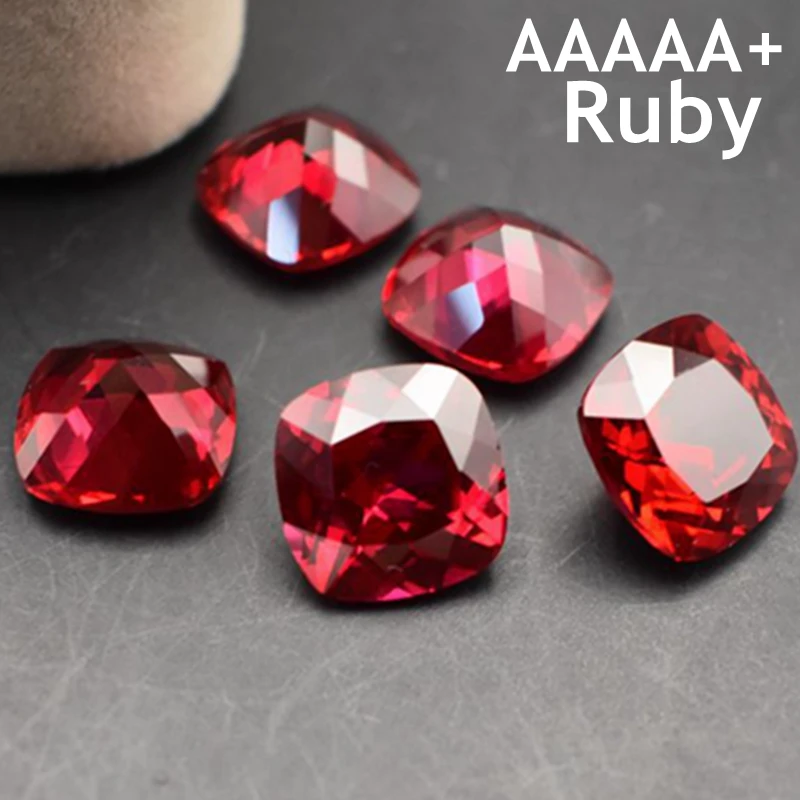 

Luxury Red Ruby Natural Mined 12x12mm 10.5Cts Sri-Lanka AAAAA+ Pigeon Red Ruby Cushion Cut VVS Loose Gem For Jewelry Making