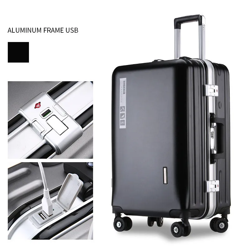 

20 22 24 New Trolley Case Female Suitcase Wheels Boarding Students Korean Version of the Suitcases Male Aluminium Frame Luggage