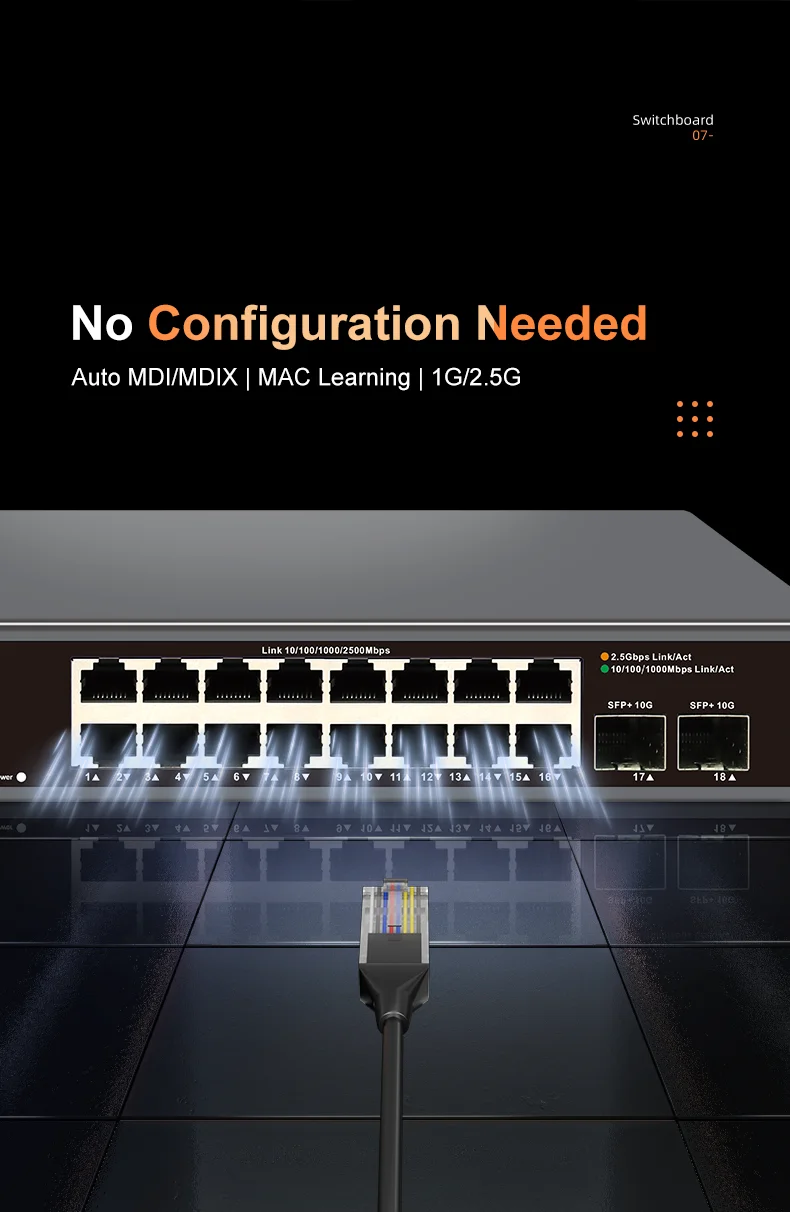 Sa920918902c94c22979ee8186b935e2ao KeepLiNK 18-Port Multi-Gigabit Unmanaged Network Switch 16 X 2.5Gb Ethernet + 2 X 10Gb SFP+ for High-Speed Data Networking