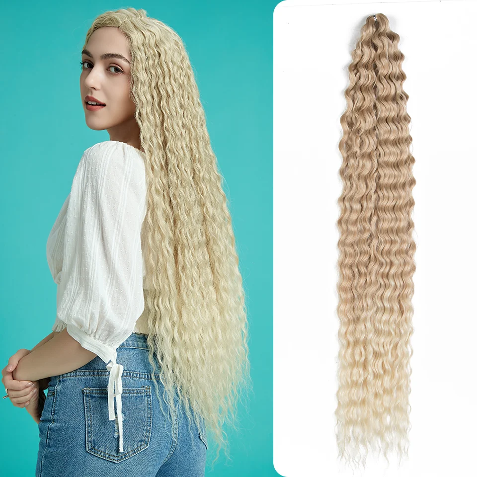 

32 Inch Loose Water Wave Crochet Hair Ombre Blonde Passion Twist Curly Hair Extensions Synthetic Braiding Daily Cosplay Hair
