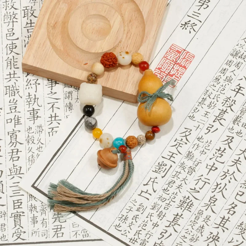 

Original Duobao Natural Bodhi Awakening Lion t Grass Golden Gourd Artistic Bracelet Antique New Chinese Style Red Bean Jewelry