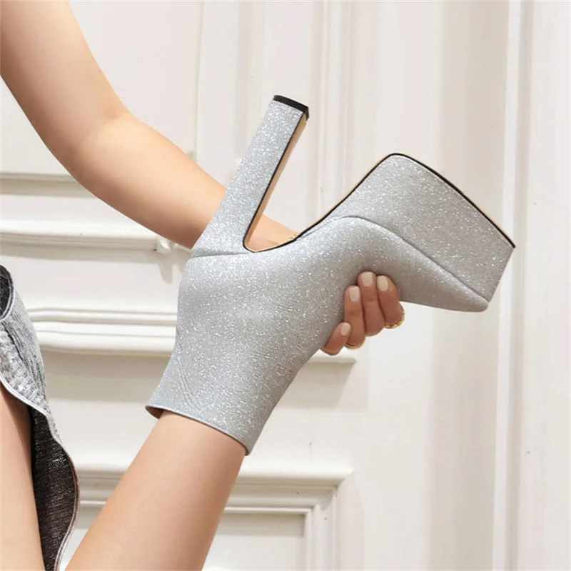 Womens Ankle Boots 2023 Winter Luxury Pointed Toe Platform Women Shoes Chunky High Heel Sparkle Fetishism Boots 43 Dropshopping 
Womens Ankle Boots 2023 Winter Luxury Pointed Toe Platform Women Shoes Chunky High Heel Sparkle Fetishism Boots 43 Dropshopping