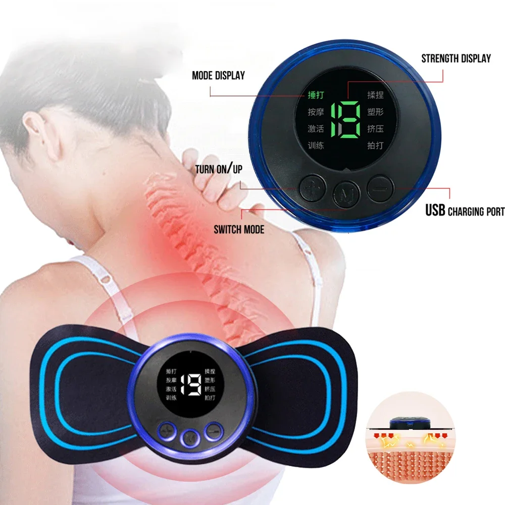 

Electric EMS Neck Massager Mini Cervical Back Muscle Pain Relief Patch Stimulator Massageador Mat Portable Gel Pad Stickers Slim