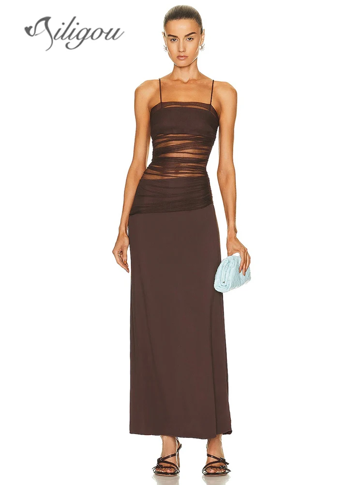 Ailigou 2023 New Summer Women's Sexy Long Dress Bandage Mesh Pleated Drawstring Sleeveless Italian Noodle Strap Beach Sundress
Ailigou 2023 New Summer Women's Sexy Long Dress Bandage Mesh Pleated Drawstring Sleeveless Italian Noodle Strap Beach Sundress