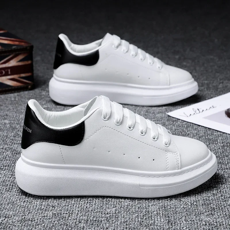 

2024 New Genuine Leather White Shoes Thick-soled Casual Shoes Women's Couples Shoes Trendy Design Sports Shoes Tennis Shoes