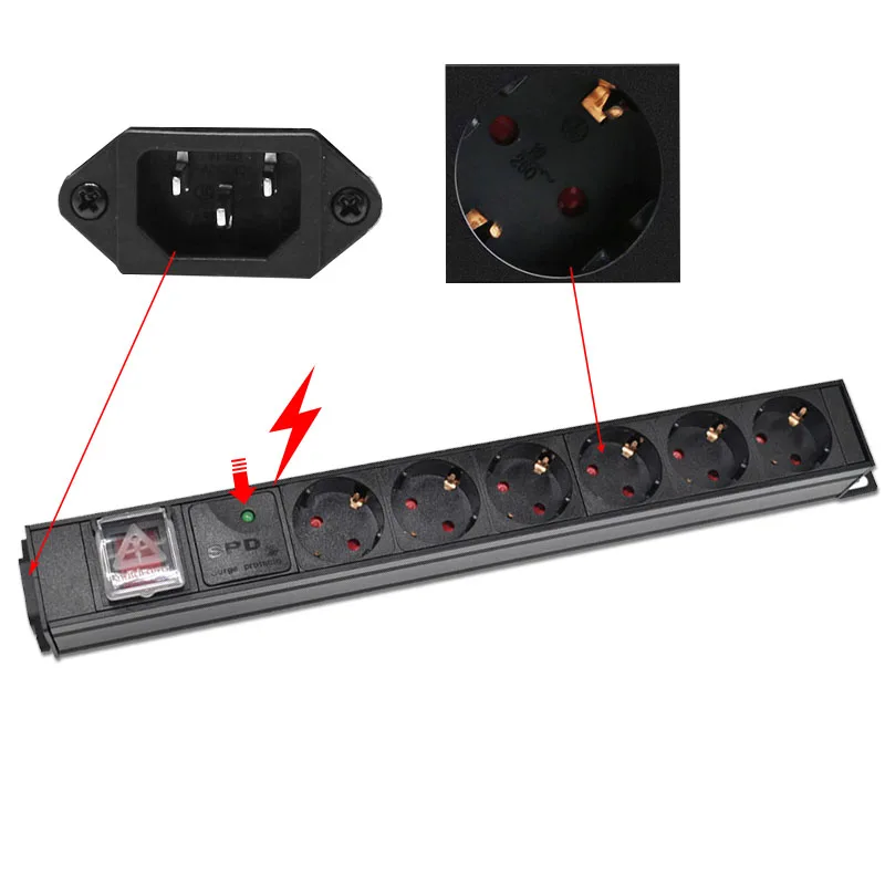 EU SOCKET PDU Power Strip Distribution Unit Cabinet 6 AC Break Switch Aluminum alloy shell C14 Interface surge protection
EU SOCKET PDU Power Strip Distribution Unit Cabinet 6 AC Break Switch Aluminum alloy shell C14 Interface surge protection