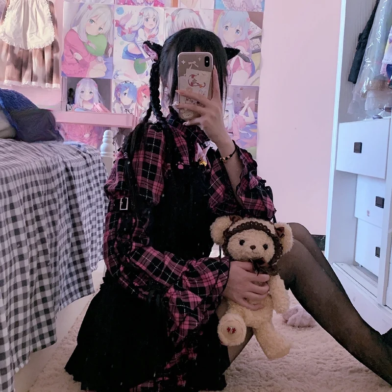 Summer Dresses for Women Plaid Kawaii Pink Clothes Short Sleeve Strap Midi Dress Lolita Harajuku Cottagecore Robe Y2K
Summer Dresses for Women Plaid Kawaii Pink Clothes Short Sleeve Strap Midi Dress Lolita Harajuku Cottagecore Robe Y2K