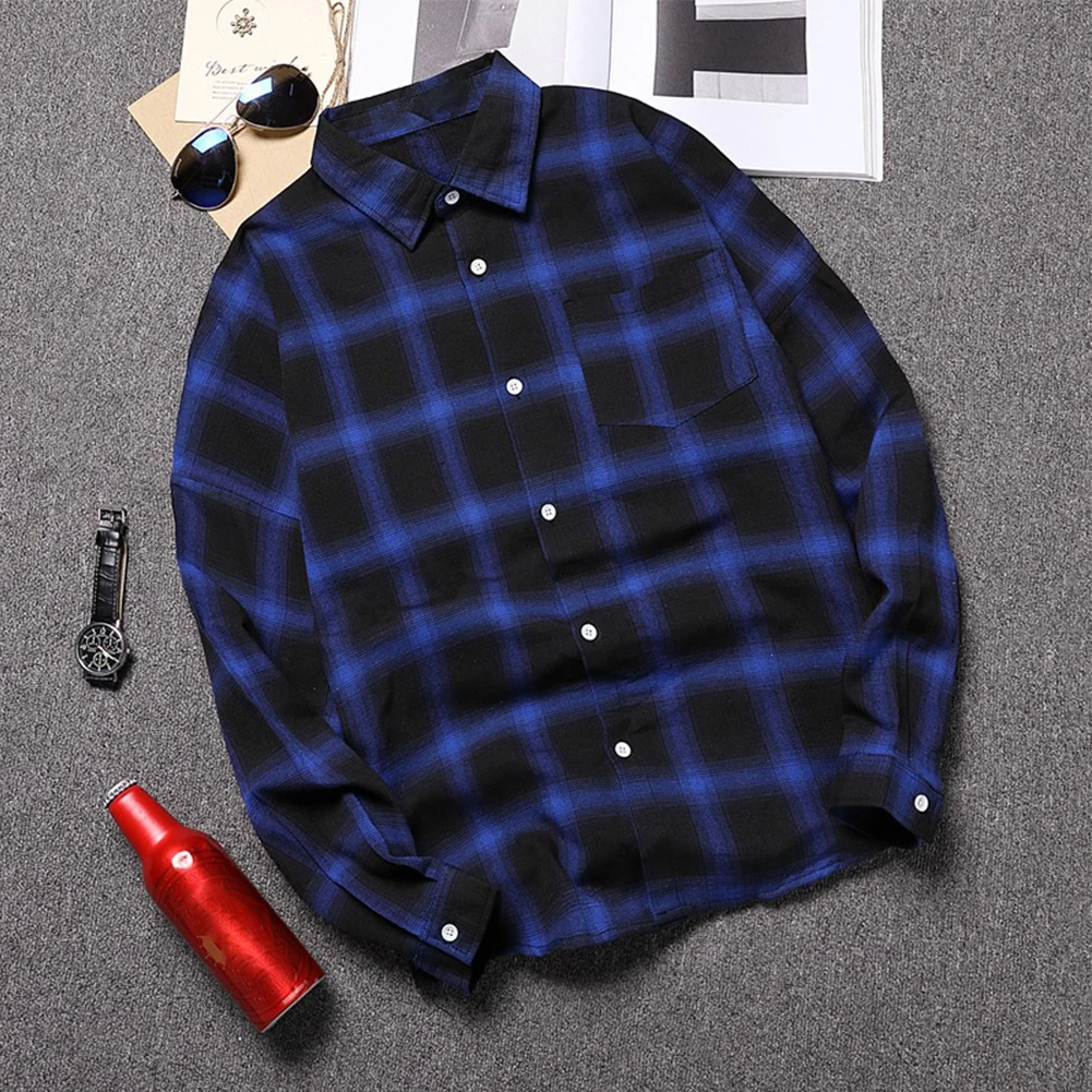 Mens Spring Autumn Retro Korean Plaid Band Collar Button Down Long Sleeve Lapel Formal Baggy Shirts Casual Tops Men's Shirt
Mens Spring Autumn Retro Korean Plaid Band Collar Button Down Long Sleeve Lapel Formal Baggy Shirts Casual Tops Men's Shirt