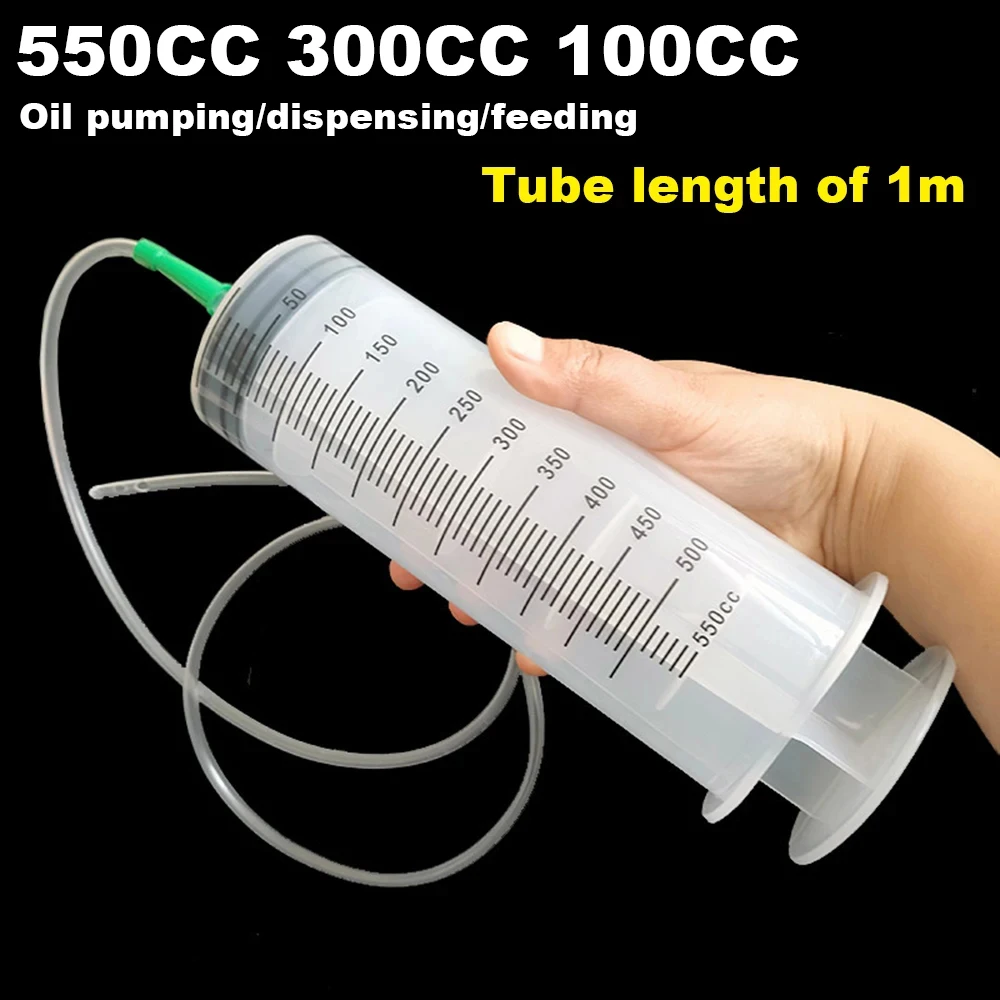 

100/300/550CC Large Capacity Syringes Oil Pump With 1m Hose Pet Feeding Measuring Pump Hydroponics Nutrient Big Syringe