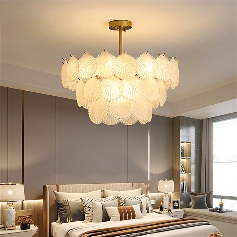 

New Home Decor Lamp Living Room Chandelier Lighting Modern Pendant 110V 220V Shell European Nordic Chandeliers Light For Bedroom