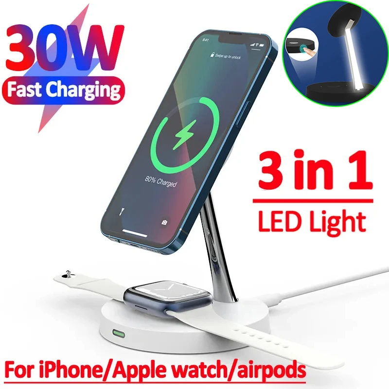 Магнитное Беспроводное зарядное устройство 30 Вт для iPhone 15 14 13 12 Pro Max Magsafe, Airpods Pro, быстрая зарядная станция для Apple Watch
Магнитное Беспроводное зарядное устройство 30 Вт для iPhone 15 14 13 12 Pro Max Magsafe, Airpods Pro, быстрая зарядная станция для Apple Watch