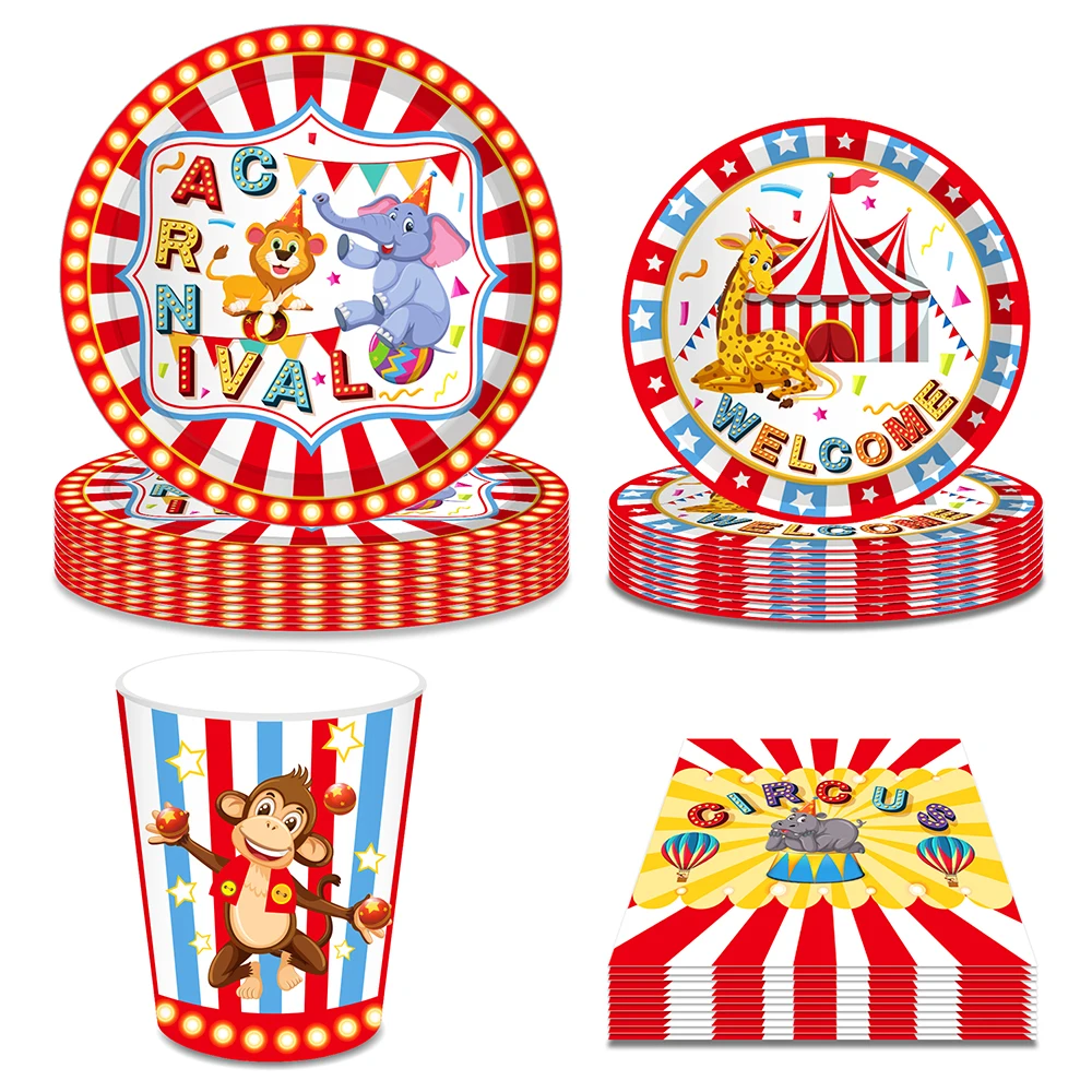 Carnival Party Disposable Tableware Sets Baby Shower Birthday Party Cartoon Circus Animals Dinnerware Paper Cups Plates Napkins
Carnival Party Disposable Tableware Sets Baby Shower Birthday Party Cartoon Circus Animals Dinnerware Paper Cups Plates Napkins