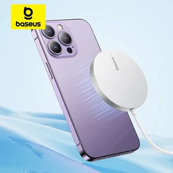 Baseus 초박형 마그네틱 무선 충전기, 아이폰 14 Qi 고속 무선 충전 패드, 아이폰 15, 14, 13, 15W 상품 이미지