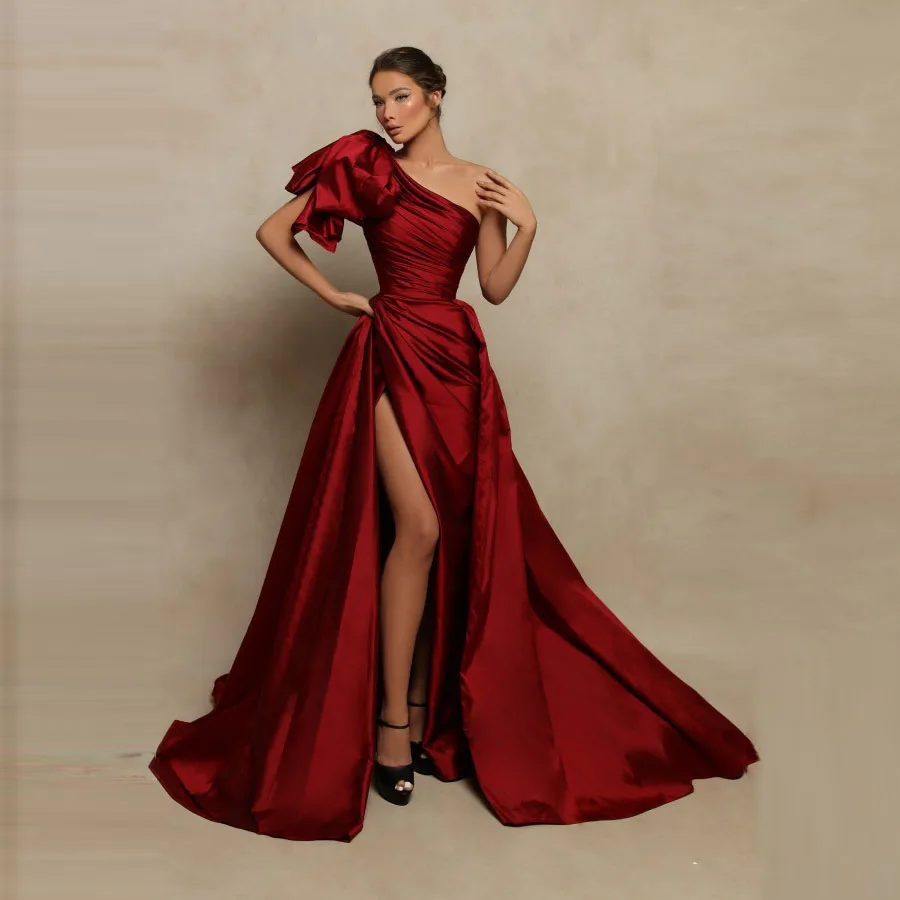 Burgundy Prom Gowns One Shoulder vestido de fiesta longo Off The Shoulder Formal Dress Side Split Sleeveless Maxi Dresses Pleats
Burgundy Prom Gowns One Shoulder vestido de fiesta longo Off The Shoulder Formal Dress Side Split Sleeveless Maxi Dresses Pleats