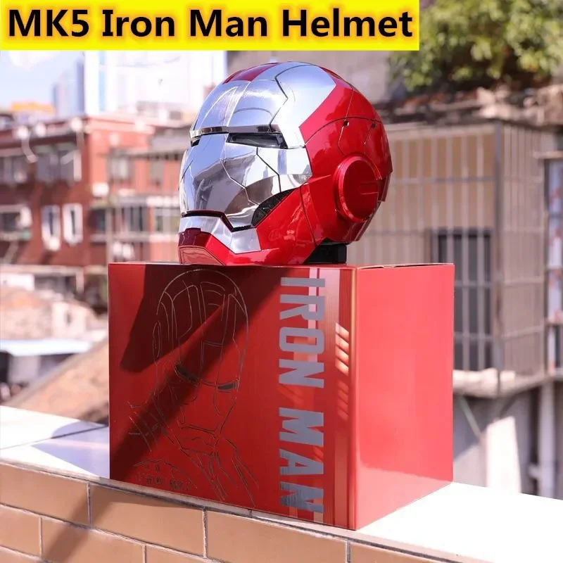 

Iron Man Helmet Mk5 Voice Control 1:1 Eyes with Light Model Toys for Adult Electric Wearable Opening Helmet Kids Birthday Gifts