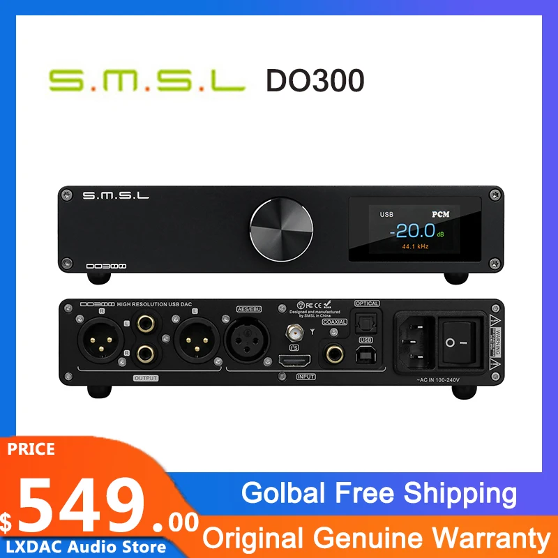 SMSL DO300 Audio DAC ES9039MSPRO MQA CD XMOS XU316 DSD512 32Bit 768KHZ Bluetooth 5.0 LDAC XLR I2S decoder with remote control
SMSL DO300 Audio DAC ES9039MSPRO MQA CD XMOS XU316 DSD512 32Bit 768KHZ Bluetooth 5.0 LDAC XLR I2S decoder with remote control