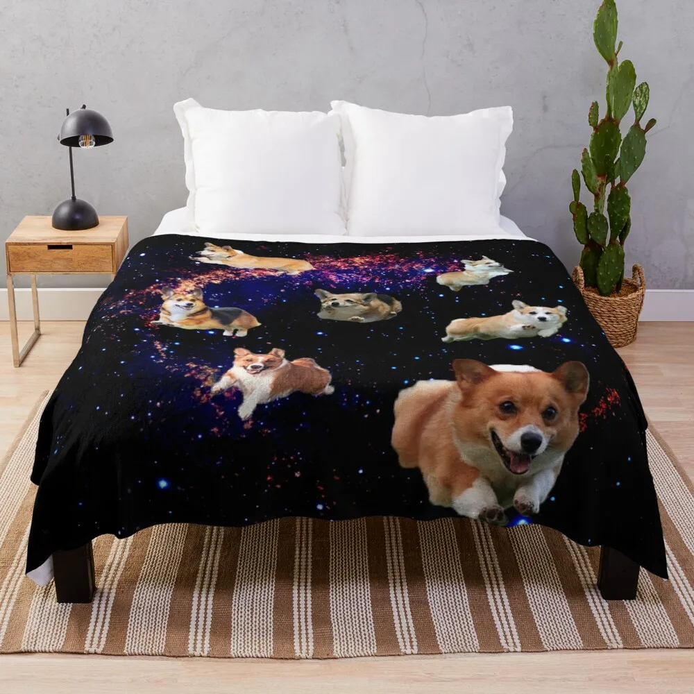 

Space Corgis Throw Blanket Decorative Beds Plaid on the sofa Sofas Softest wednesday Blankets