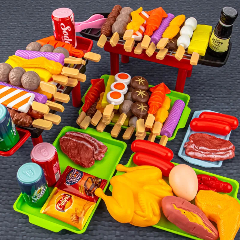 

ABS Child BBQ Set Barbecue Skewer Simulated Food Cognition Educate Interact Toy Play House Pretend Cook Kitchen Oven Kit For Kid