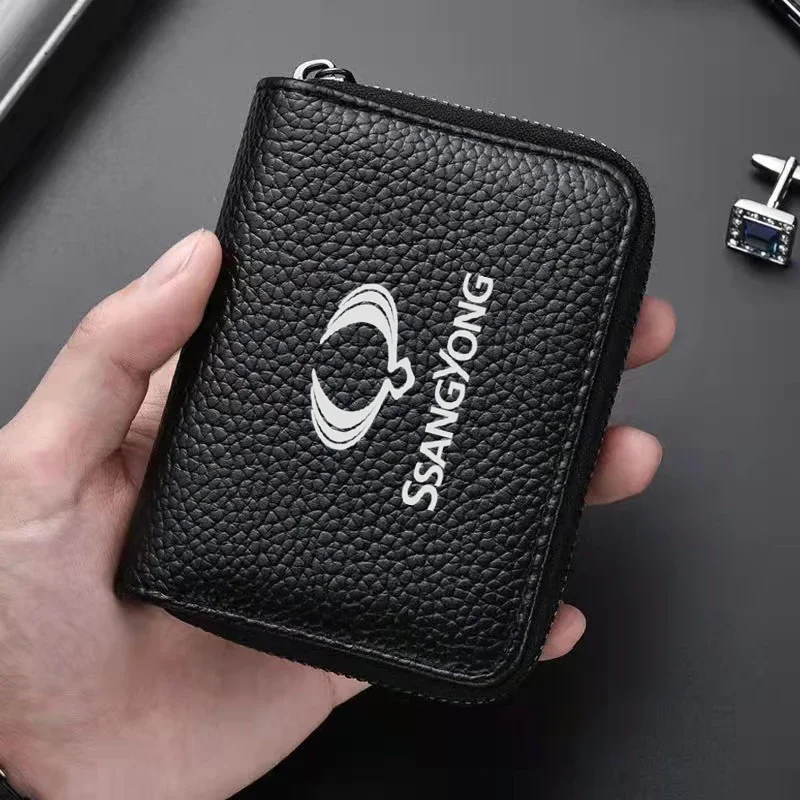 

Genuine Leather bag Driver License Business Card Holder Wallet for Ssangyong Actyon Sport Korando Rexton Kyron 06 08 Auto Parts