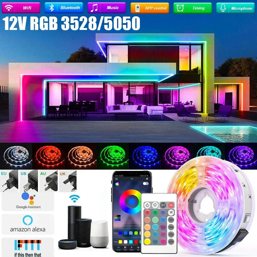 Светодиодная лента 5050 2835 Rgb 12 В Luces Led Alexa Wi-Fi Диодная Водонепроницаемая игровая Светодиодная лента 5-30 м
Светодиодная лента 5050 2835 Rgb 12 В Luces Led Alexa Wi-Fi Диодная Водонепроницаемая игровая Светодиодная лента 5-30 м