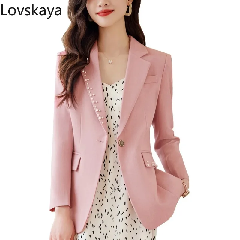 Long Sleeve Single Button Blazer Women Green Apricot Pink Black Solid Slim Jacket Female Work Wear Formal Coat
Long Sleeve Single Button Blazer Women Green Apricot Pink Black Solid Slim Jacket Female Work Wear Formal Coat