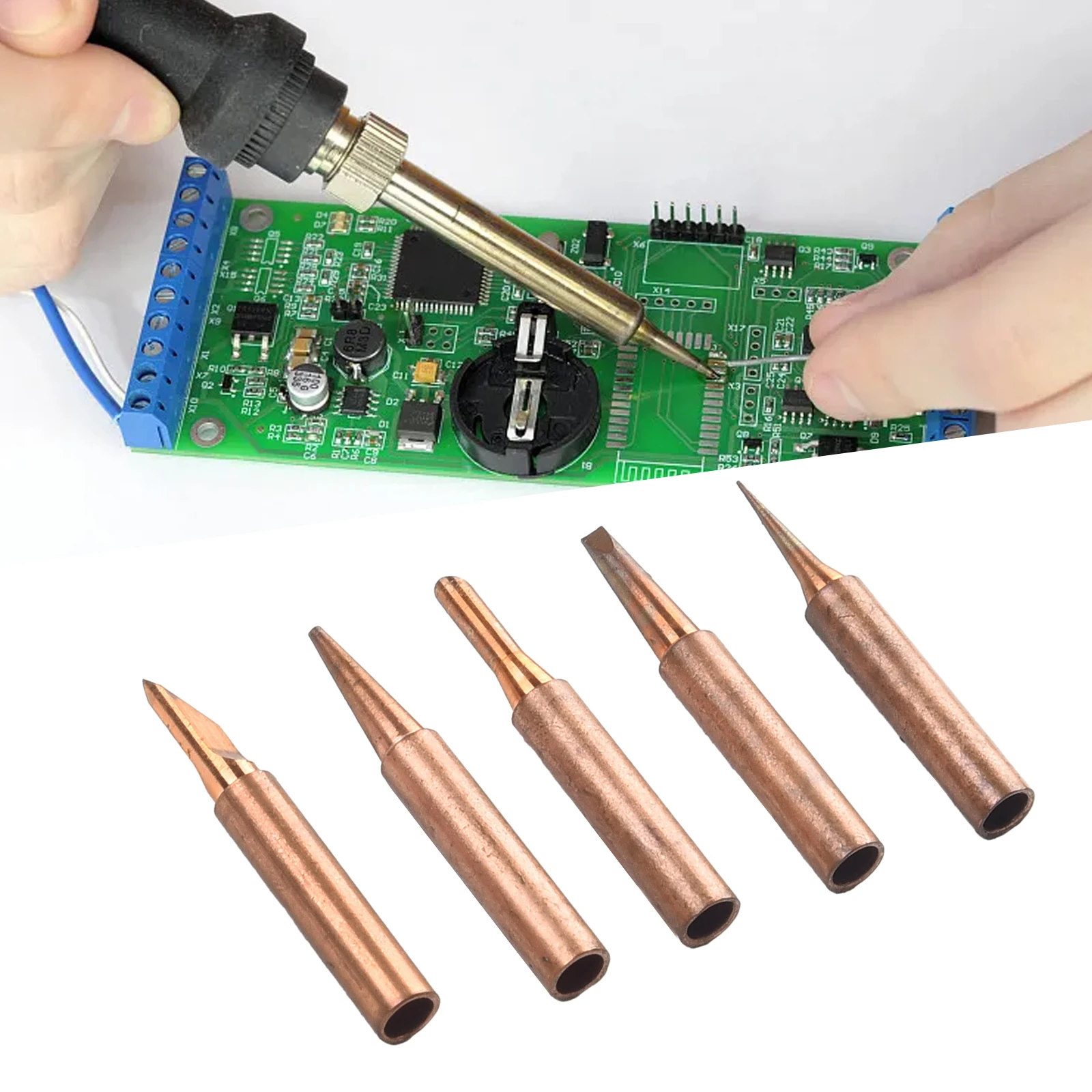5pcs Professional Bit Copper Iron Tips Sets Soldering Tip Replacement Welding Solder Tip Pure Copper Soldering Iron Head Welding
5pcs Professional Bit Copper Iron Tips Sets Soldering Tip Replacement Welding Solder Tip Pure Copper Soldering Iron Head Welding