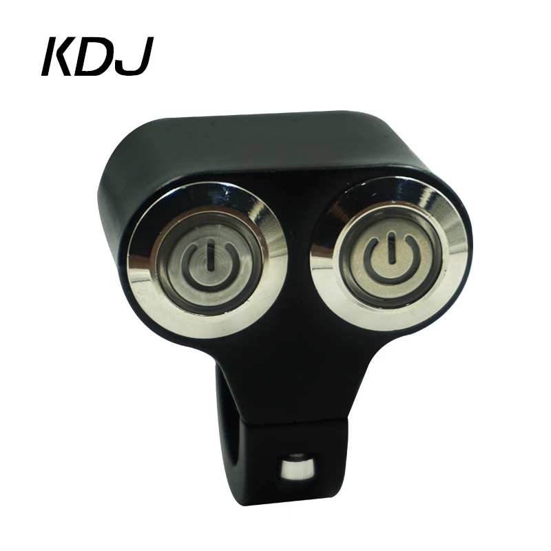 

22mm 24mm Motorcycle Switches Headlight Hazard Brake Fog Light Start Kill ON-OFF Control Double Switch With Indicator Light