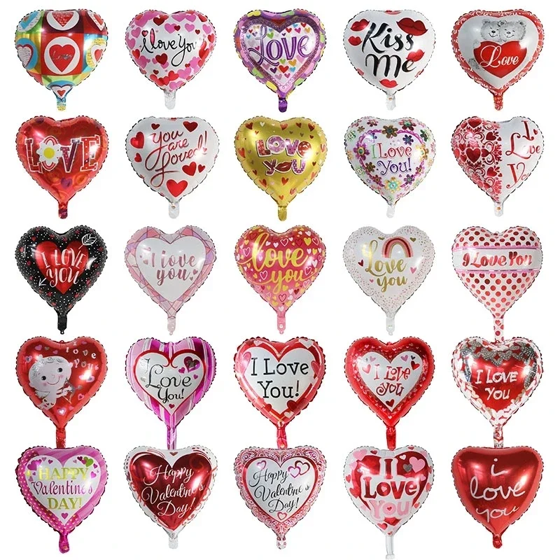 

18inch 10pcs Red Heart Love Balloons Inflatable Foil Balloon Wedding Valentine Day Decorations Helium Balloon I Love You Globos