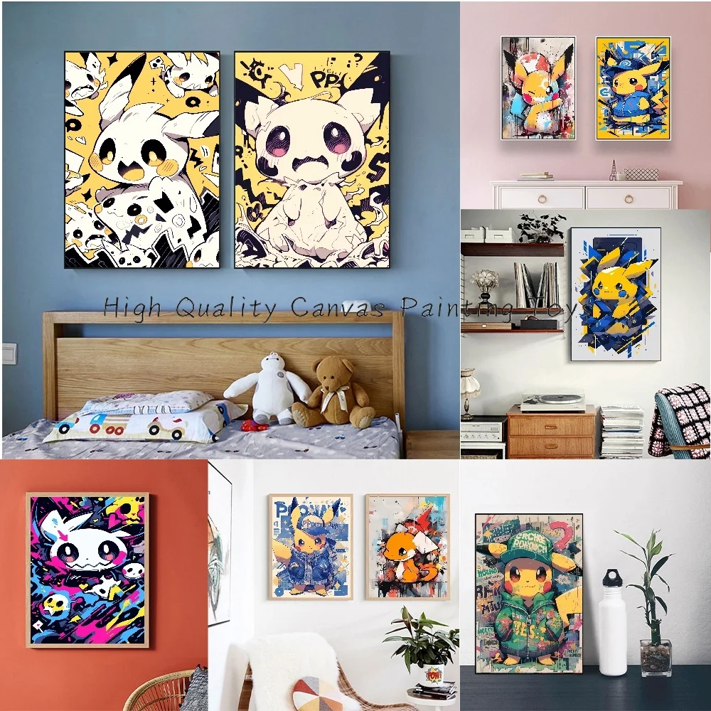 Graffiti Style Pokemon Anime Figures Pikachu Fashion Decorative Canvas Painting Wall Poster Art Living Room Bedroom Picture
Graffiti Style Pokemon Anime Figures Pikachu Fashion Decorative Canvas Painting Wall Poster Art Living Room Bedroom Picture