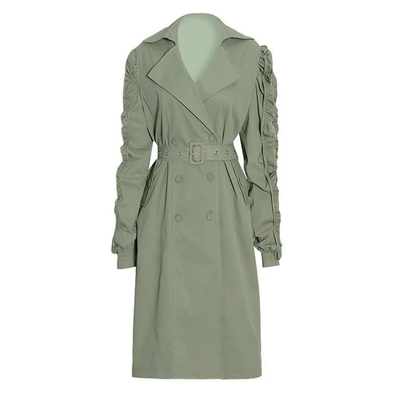 2022 Women Spring New Double-breasted Waist Long Trench Coat with Fungus Edge Design Coat with Ruffles Long Coat
2022 Women Spring New Double-breasted Waist Long Trench Coat with Fungus Edge Design Coat with Ruffles Long Coat