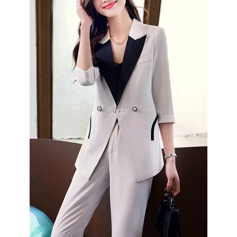 Office Ladies Blazer And Pant Suit Women Female White Black Jacket Trouser Business Work Wear Formal 2 Piece Set
Office Ladies Blazer And Pant Suit Women Female White Black Jacket Trouser Business Work Wear Formal 2 Piece Set