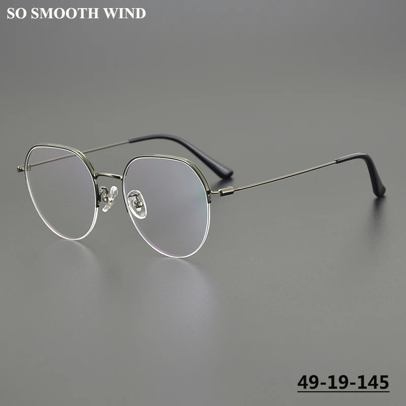 

Handmade Pure Titanium Half Frame Glasses for Men Women Oval Optical Eyeglasses Myopia Blue Light Lens Prescription Spectacles