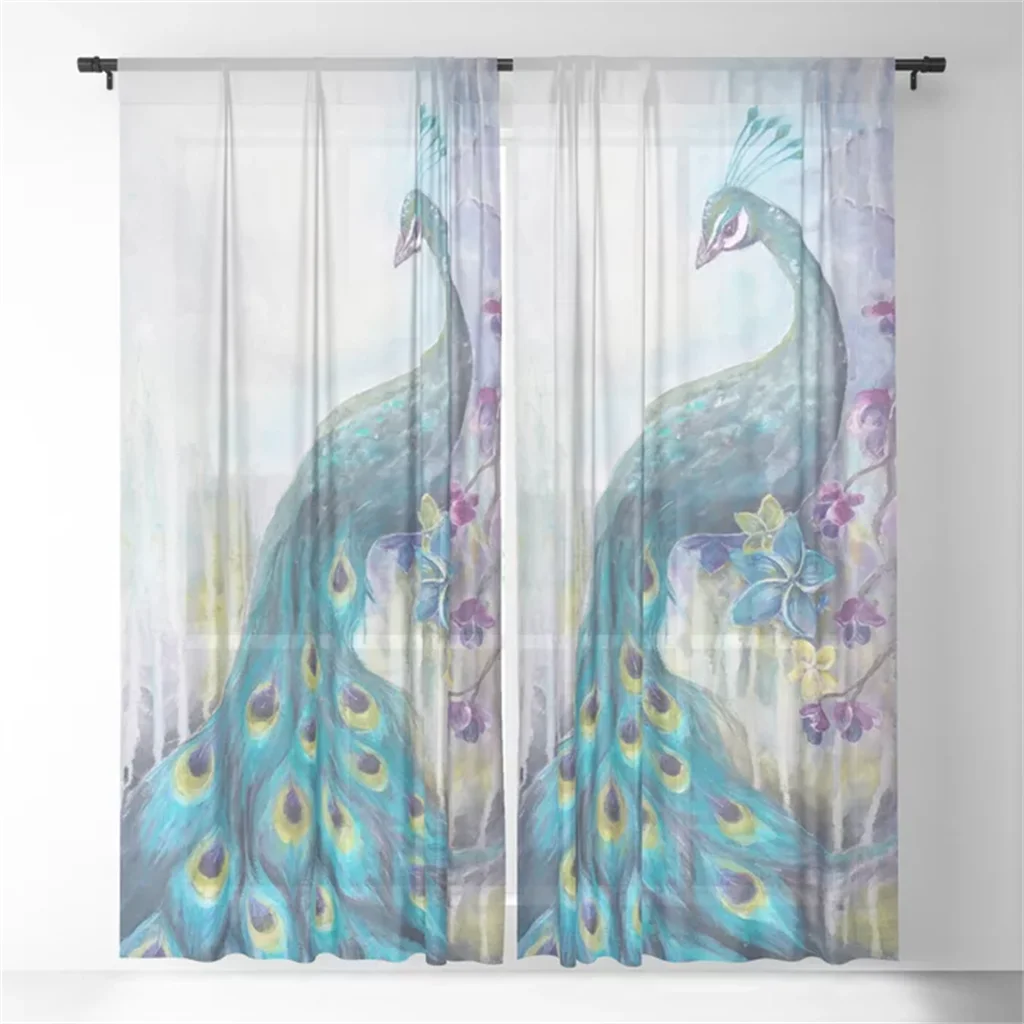 

3D Bohemian Style Vintage Peacock Floral Sunshade Curtains Modern Home Furnishings Living Room Bedroom Kitchen Window Curtains