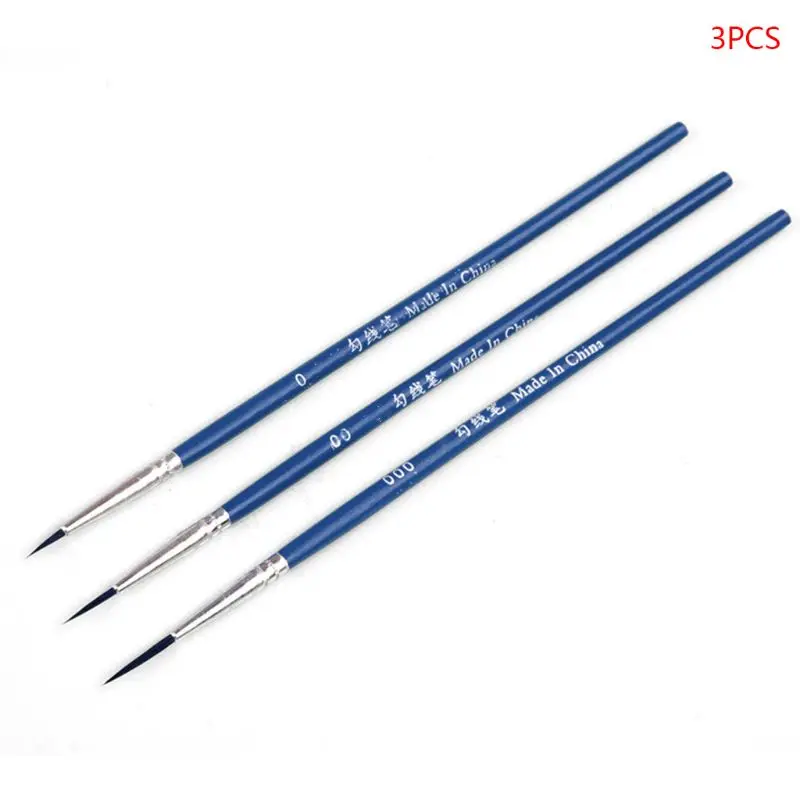 

16FB 3pcs/set 0 00 000 Hook Line Pen Professional Fine Tip Drawing Brushes for Acrylic Watercolor Oil Painting