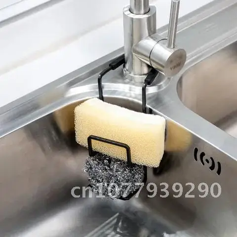 

Metal Wall Sucker Sponge Storage Drying Holder Kitchen Sink Soap Stand Dish Cloth Shelf Organizer Drain Rack Sink