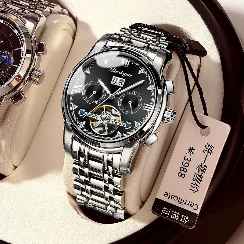 POEDAGAR ourbillon Men's Mechanical Watch Calendar Full-Automatic Waterproof Multi-Function Hollow Luminous Domineering Watch
POEDAGAR ourbillon Men's Mechanical Watch Calendar Full-Automatic Waterproof Multi-Function Hollow Luminous Domineering Watch