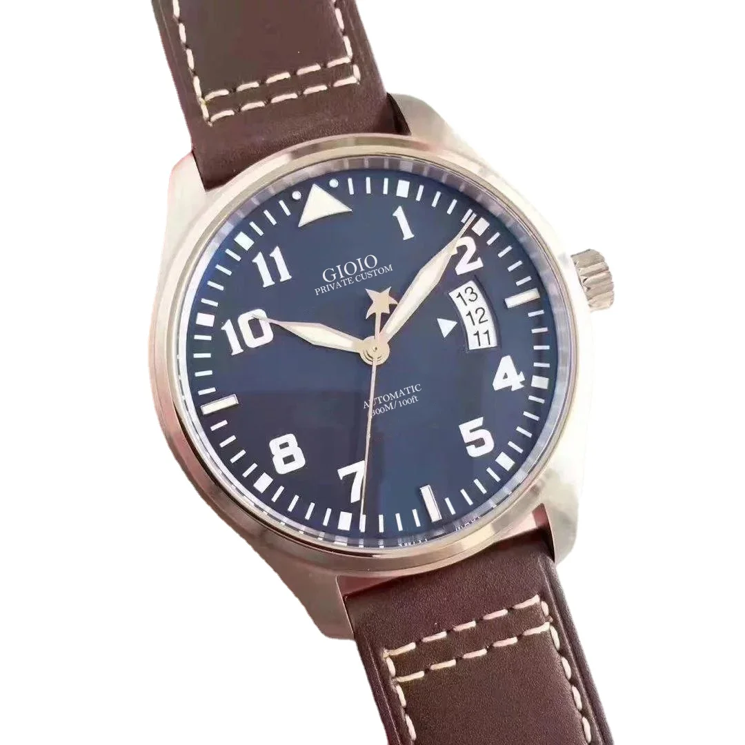 Luxury Mens Automatic Mechanical Watch Pilot MARK XVII Brown Leather Stainless Steel Sapphire Black Blue
Luxury Mens Automatic Mechanical Watch Pilot MARK XVII Brown Leather Stainless Steel Sapphire Black Blue