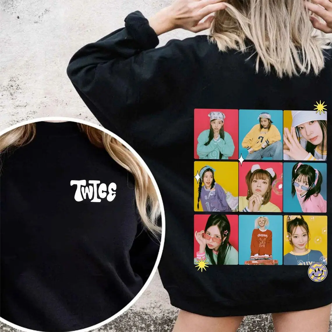 

Kawaii Hoodie Print Sweatshirt Brushed Casual Women's Top Twice Kpop Ready To Be Girls' Cotton T-shirt Y2K Women's Pullove